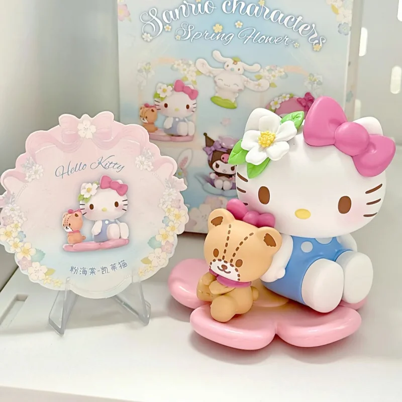 Новая подлинная серия персонажей Hello-Kitty, весенний цветок, слепая коробка, кавайная аниме-фигурка, модель, загадочная коробка, Куроми, мультяшная декоративная игрушка