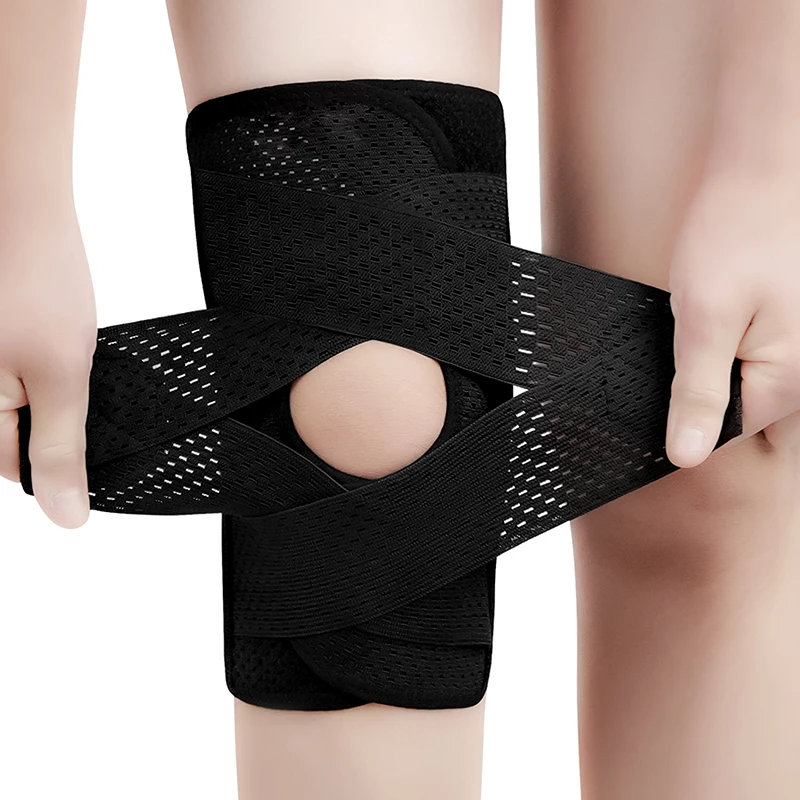Compression Knee Brace with Side Stabilizers Breathable Adjustable Knee Support for Knee Pain Arthritis Injury Recovery