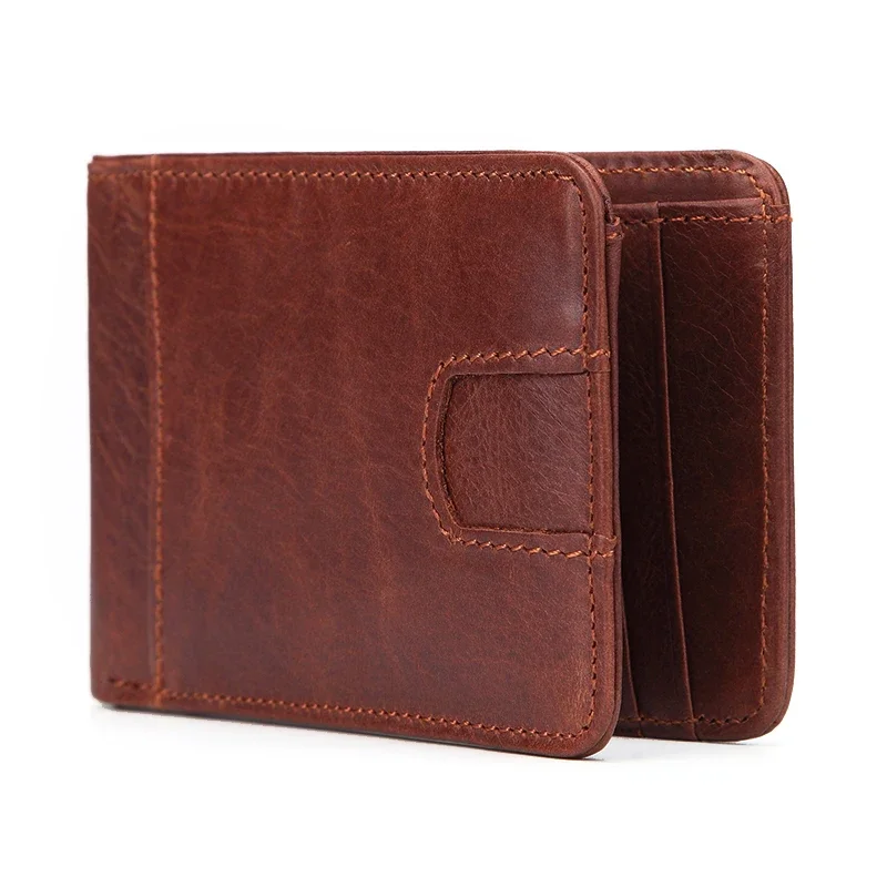 New Casual Genuine Leather Small Wallet For Men Male Slim Purse Man Credit Card Holder Mini Pocket Money Bag 4 Colors