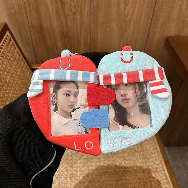 Kawaii Heart Card Holders Love Couple Photocard Pendant Creative Keychain Idol Photocard Sleeves Kpop Photocard Holder