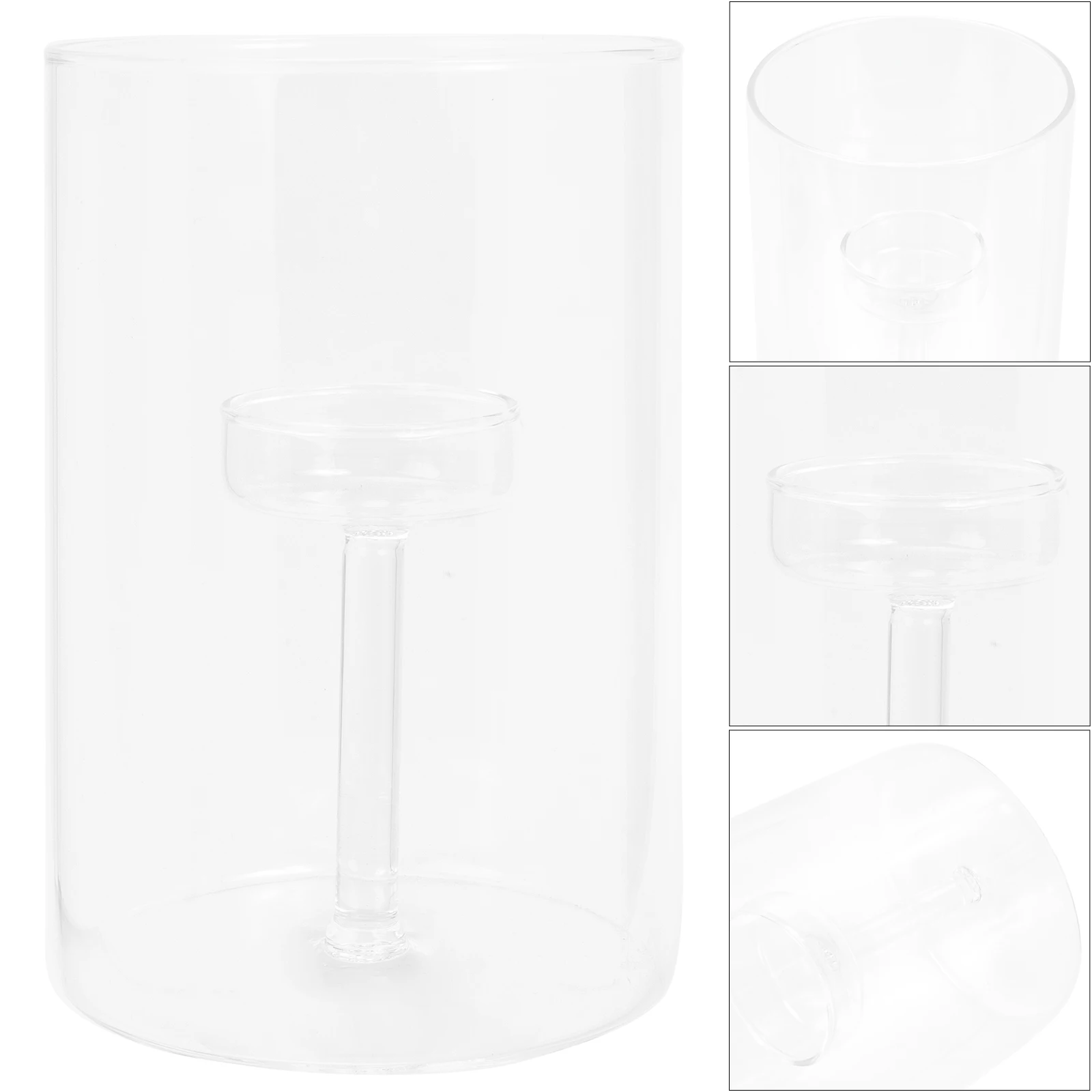 

Cylinder Glass Holder Transparent Wind-Proof Design for Dining Table Centerpiece Home Decor Party Wedding Event