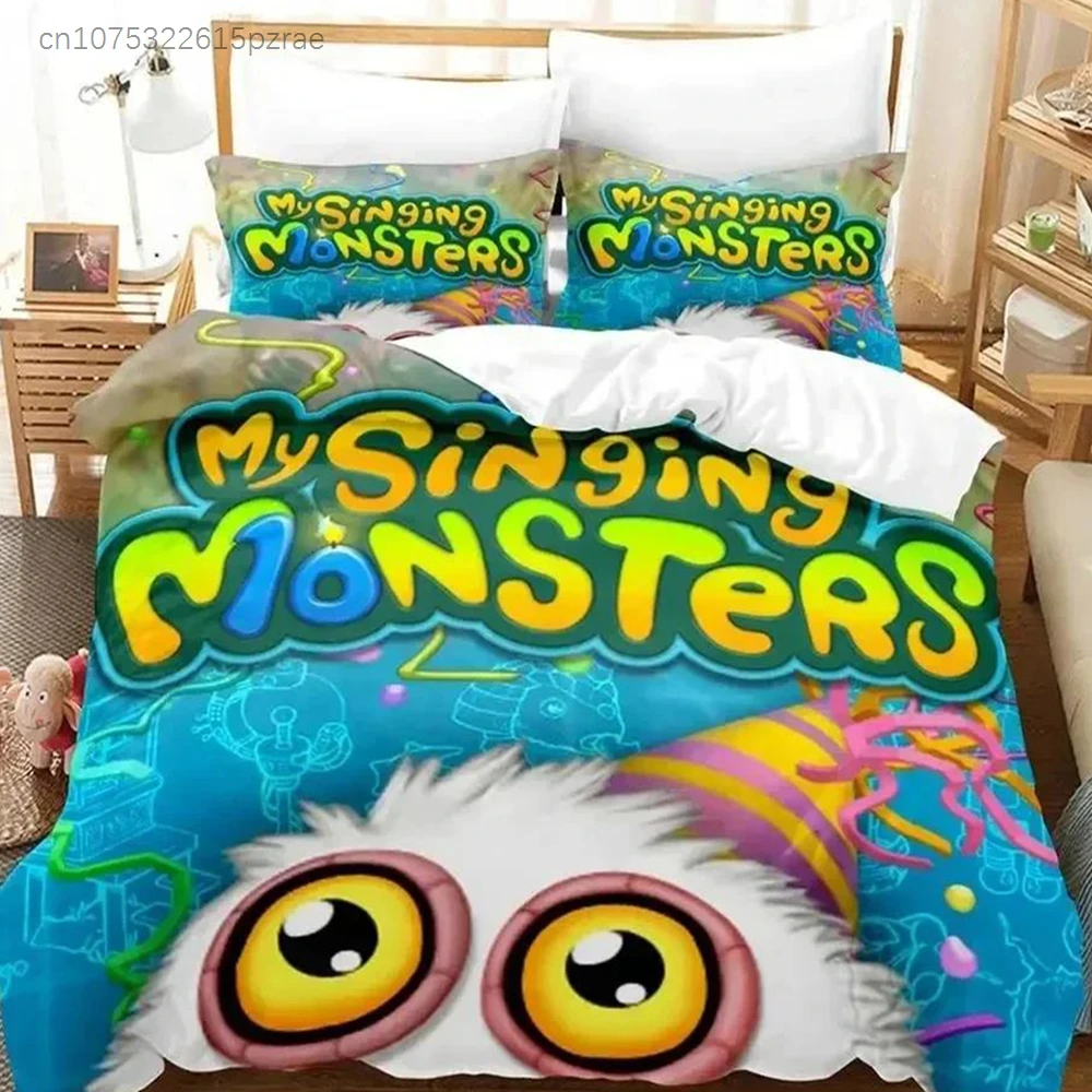 Game My Singing Monsters Bedding Set Printed Bed Set With Pillowcase Duvet Cover Soft Queen King Size Bedclothes Home Boys Adult