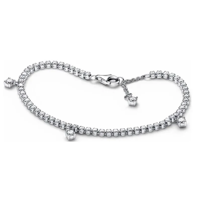 Nuove donne in argento Sterling 925 temperamento tutto zircone braccialetto gioielli con ciondoli regalo di natale fai da te anniversario regalo