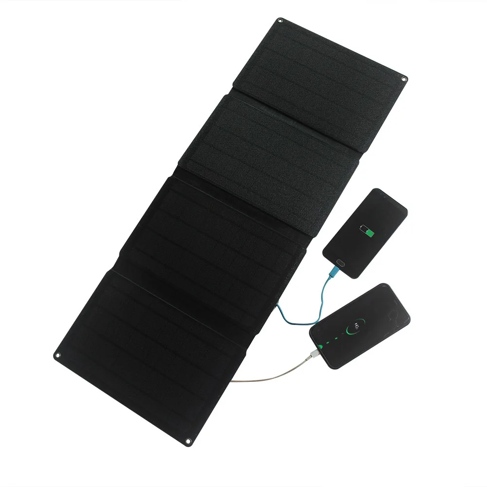 30W ETFE Folding Solar Panel 5V 12V with USB TYPE-C Port Foladble Solar Charger for Camping Mobile Phone Yacht Sunpower Fold Bag