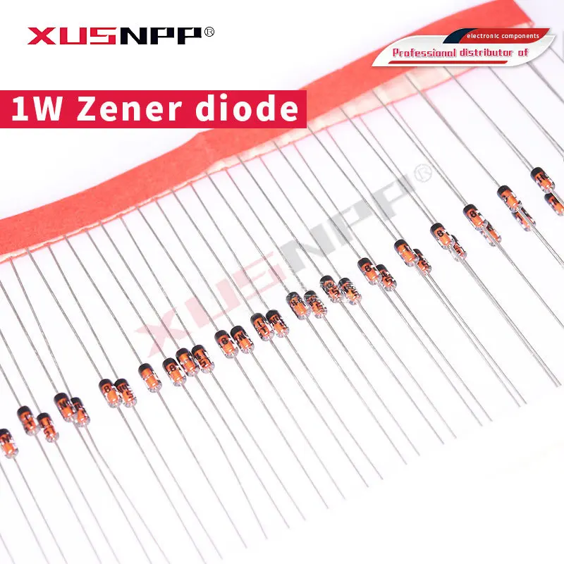 100pcs 1W Zener diode DO-41 16V 18V 20V 22V 24V 27V 30V 33V 36V 39V 43V 47V 51V 56V 62V 68V 75V  1N4746A 1N4749A 1N4756A 1N4748A