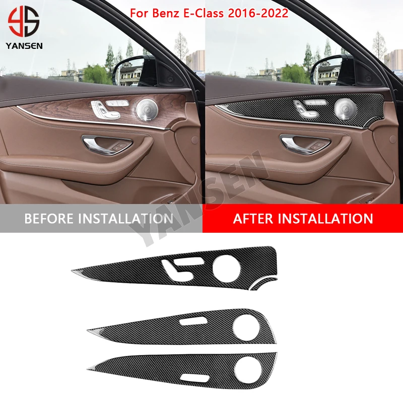 

Car Interior Accessories For Mercedes Benz E Class W213 2016-2022 Carbon Fiber Door Decoration Panel Cover Trim