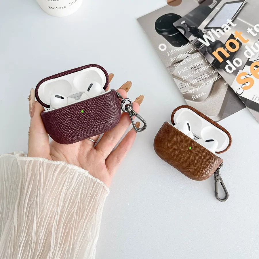 Apple-合成皮革ヘッドセット,Bluetooth付きデラックスケース,フック付き,Airpods 3 Pro 2