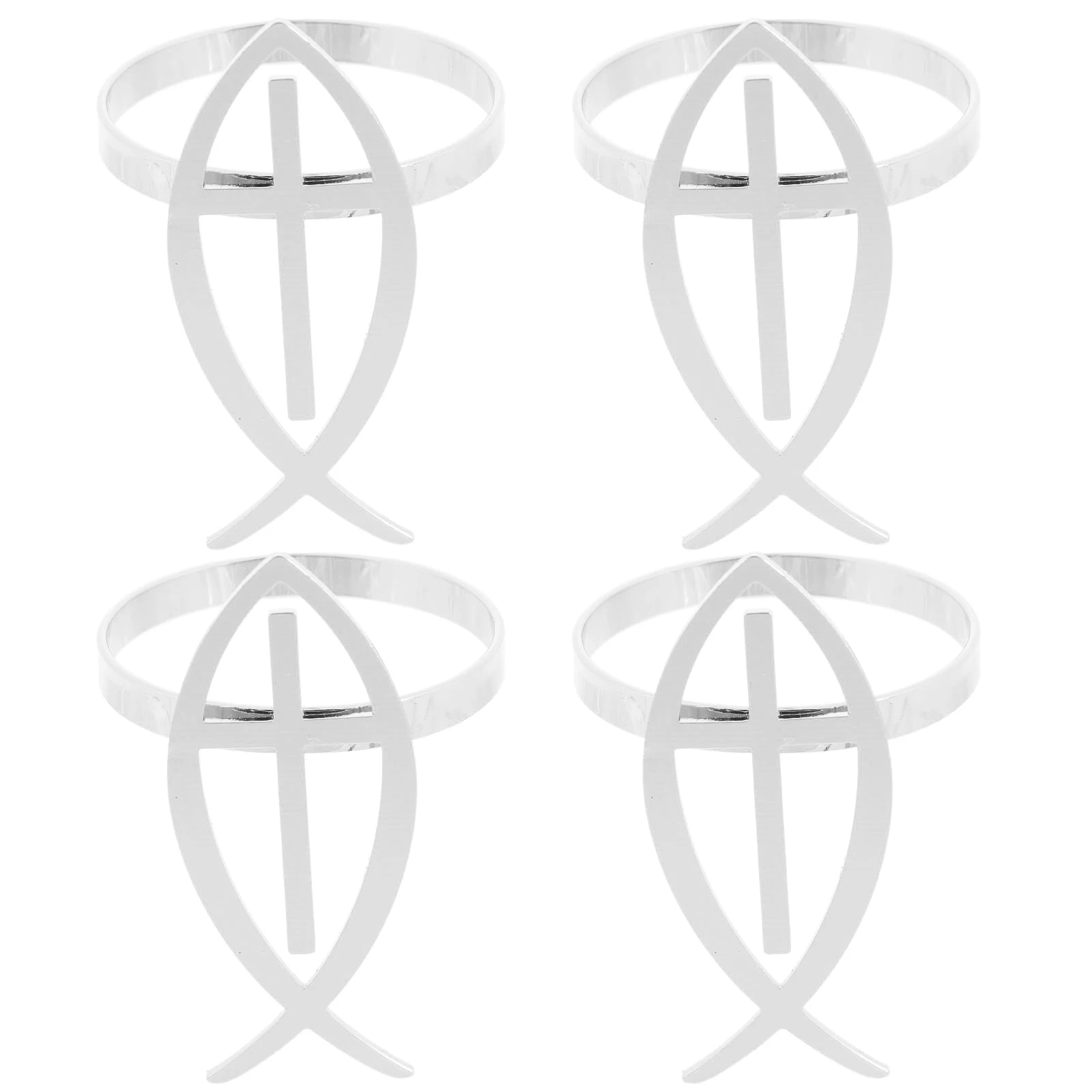

4 Pcs Cross Napkin Ring Hollow Out Rings Modern Metal Holders Ornament Formal Dining Cake Table