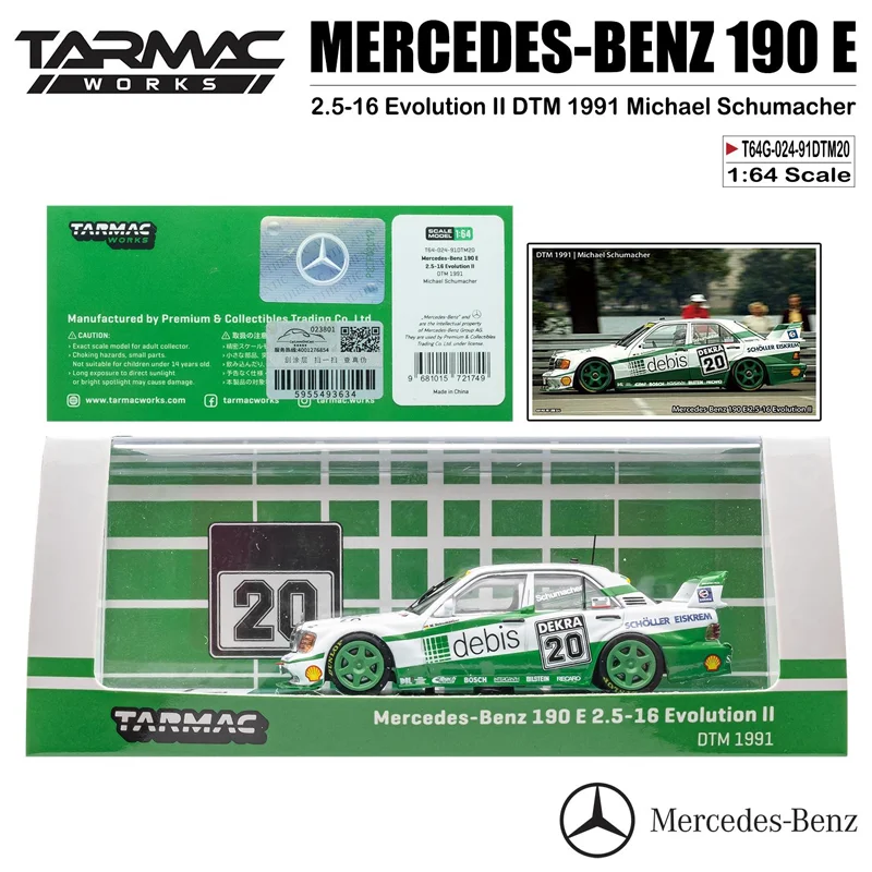 Asfalt Werkt 1/64 Mercedes Benz 190e 2.5-16 Evo Ii Legering Speelgoed Motorvoertuig Diecast Metalen Model Geschenken