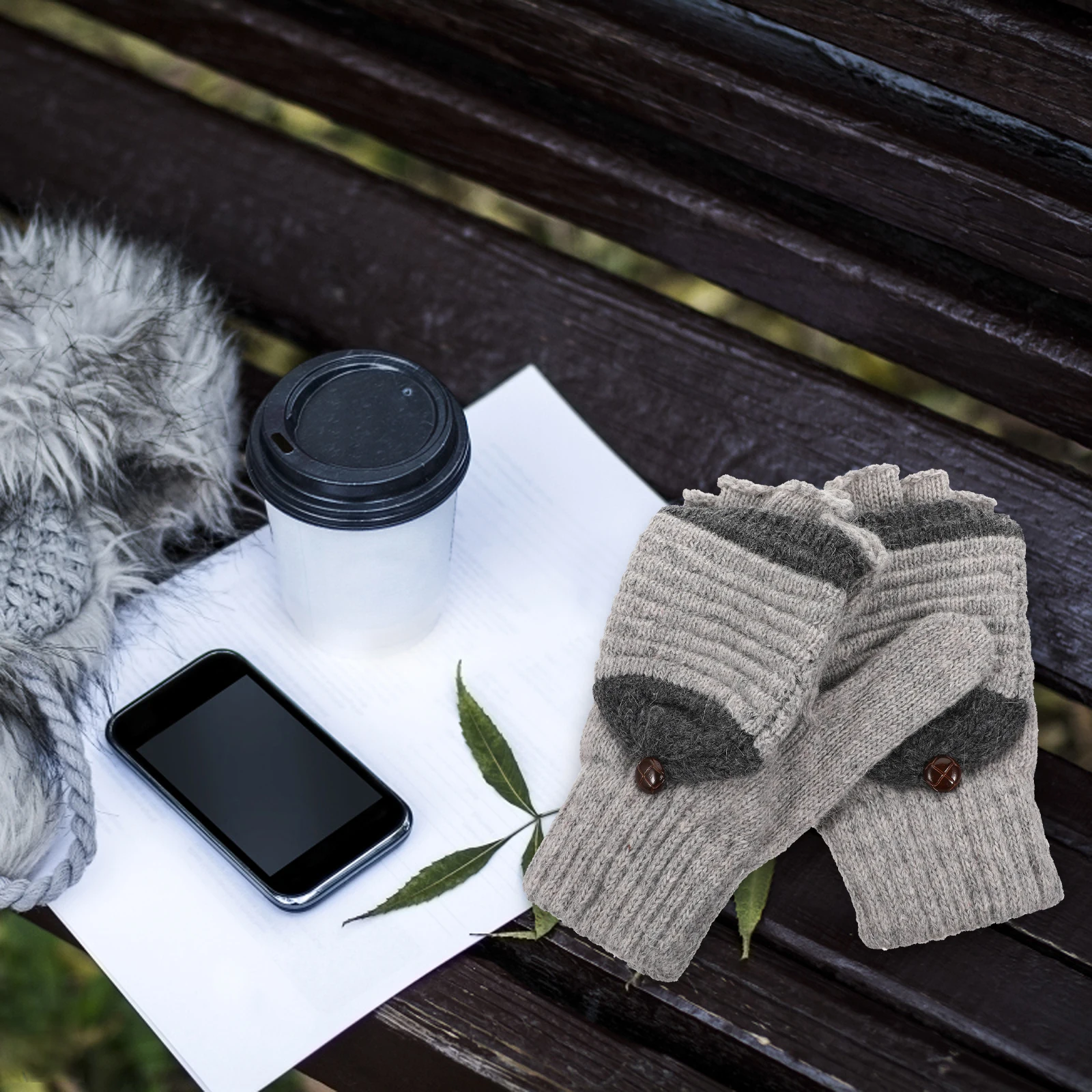 

Ladies Gloves Knitted Cold Weather Women Keep Warm Fingerless Fabric Open Woman Black Winter