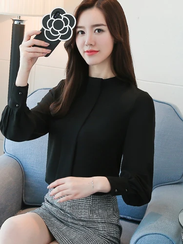 Imagen 2 del producto Nuevas Tops de otoño y primavera para mujer, camisas de manga larga a la moda para mujer, blusa informal de gasa 2021, Ropa de Trabajo, Blusas femeninas de oficina