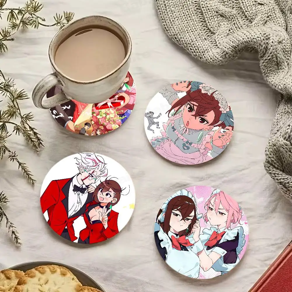 Japanese Anime D-Dandadanes Coasters Suitable for daily family gathering decoration, kitchen, anti-slip wooden coasters