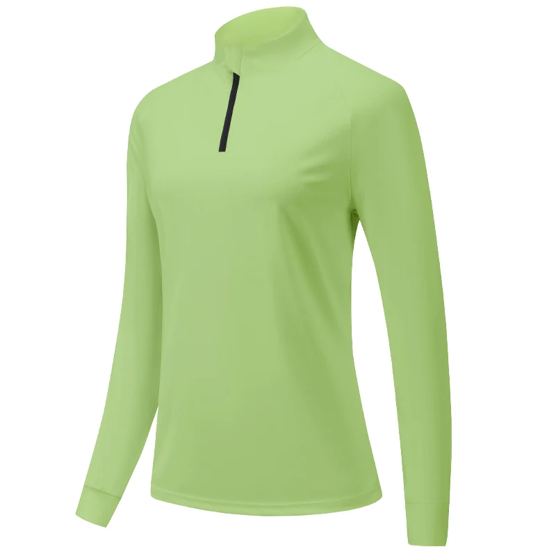 

Женские спортивные рубашки с длинным рукавом для бега и воротником на молнии для фитнеса, уличные походные велосипедные рубашки для тренировок, повседневная спортивная одежда для тренировок