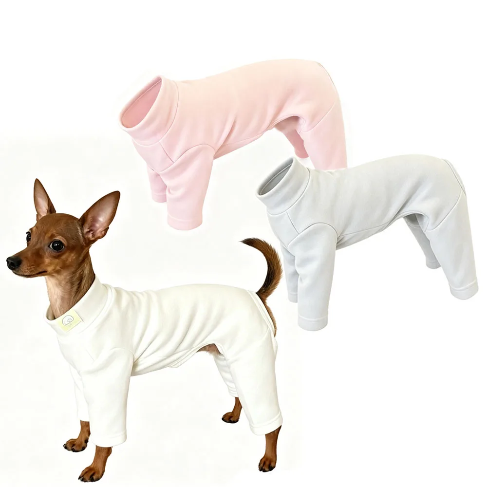 Random 2PCS Pet Clothes Four-Leg Fleece Jumpsuit Dralon, Warm Belly Cover Cat Clothes Dog Clothes for Autumn Winter
