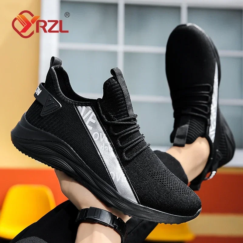 Yrzl masculino sapatos esportivos casuais respirável tênis leves ao ar livre tamanho grande malha tênis de corrida atlético jogging sapatos caminhada