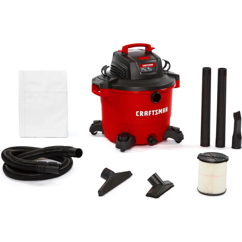 

16 Gallon 6.5 Peak HP Wet/Dry Vac Heavy-Duty Shop Vacuum with Attachments