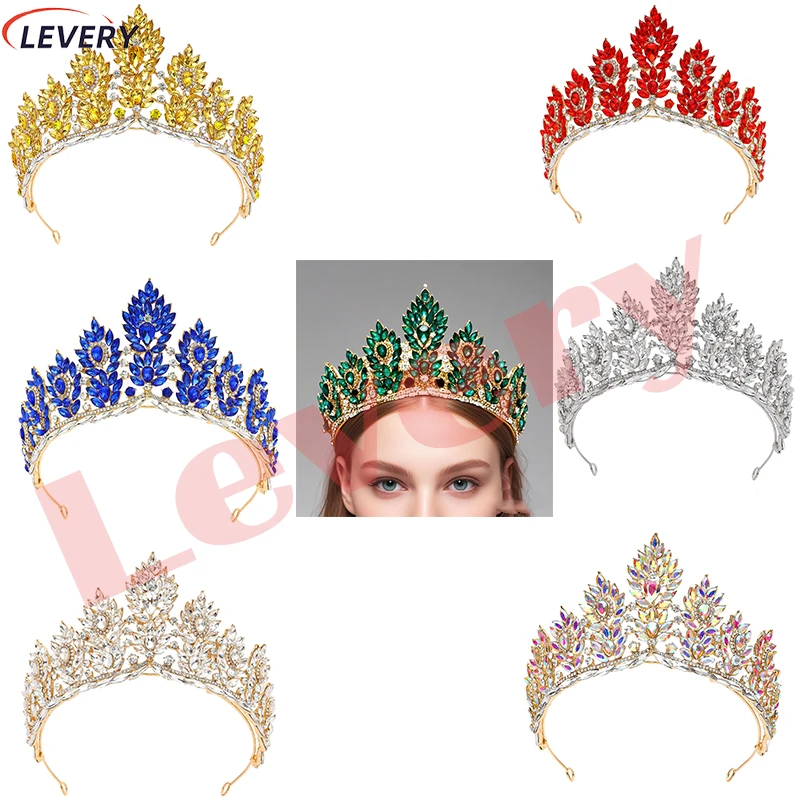

Levery 2025 Tiaras and Crowns Prom Diadem Bridal Wedding Crown Hair Jewelry Bride Head Accessories
