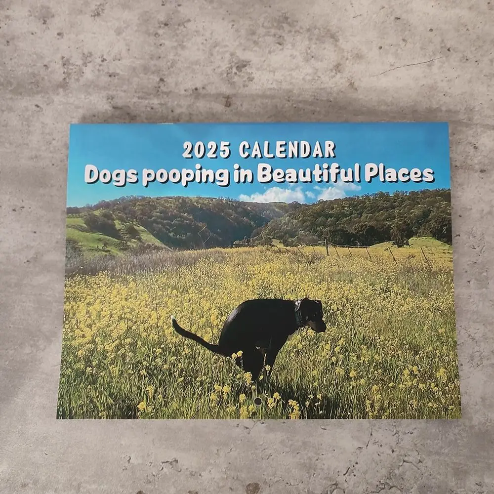 High Quality Daily Weekly Monthly Planner 2025 Calendar Dogs Pooping Hangable Wall Calendar Paper Dogs Pooping Calendar Gift