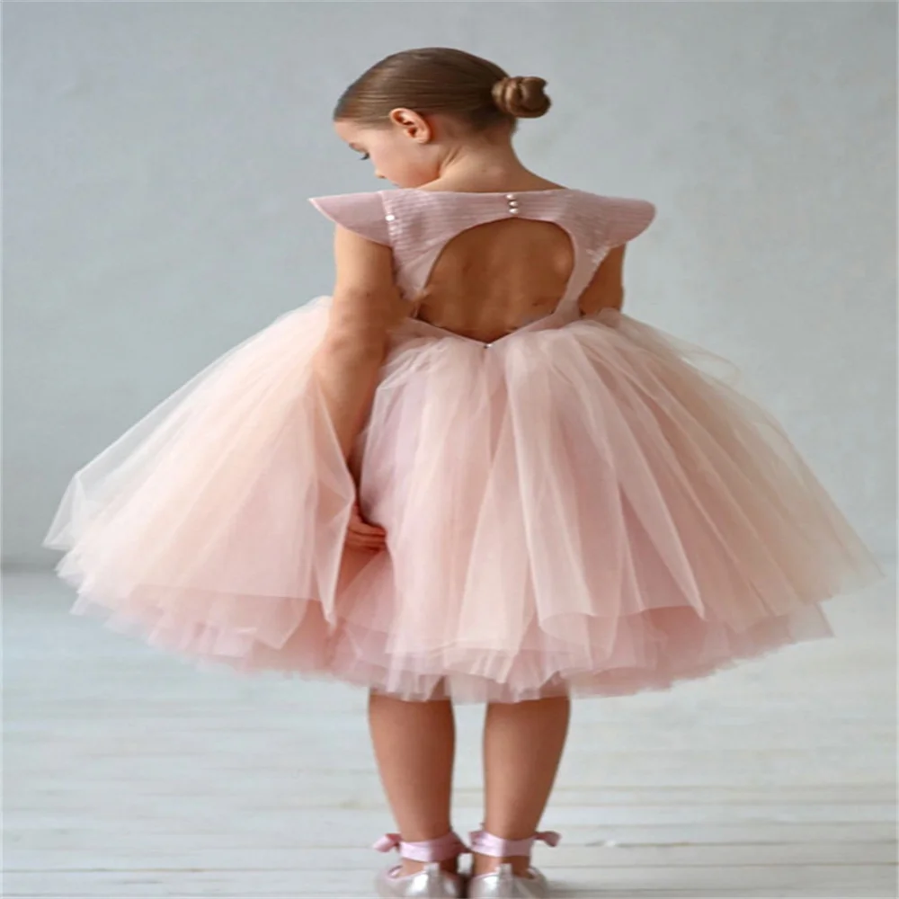 Flower Girl Dresses Sleeveless Round Neck Fluffy Tulle First Communion Birthday Ball Party Children's Gifts Celebration