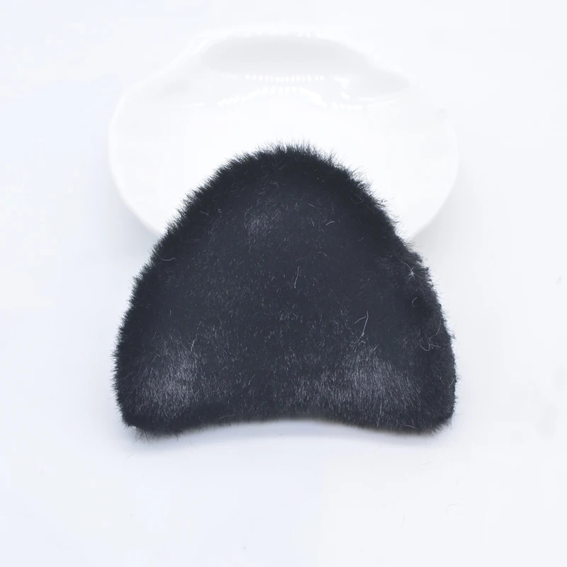 4Pcs 65*50mm Plush Patches Rabbit Hair Embellishment Cat Ear Appliques for Clothes DIY Hair Clips Headdress Decor Accessories