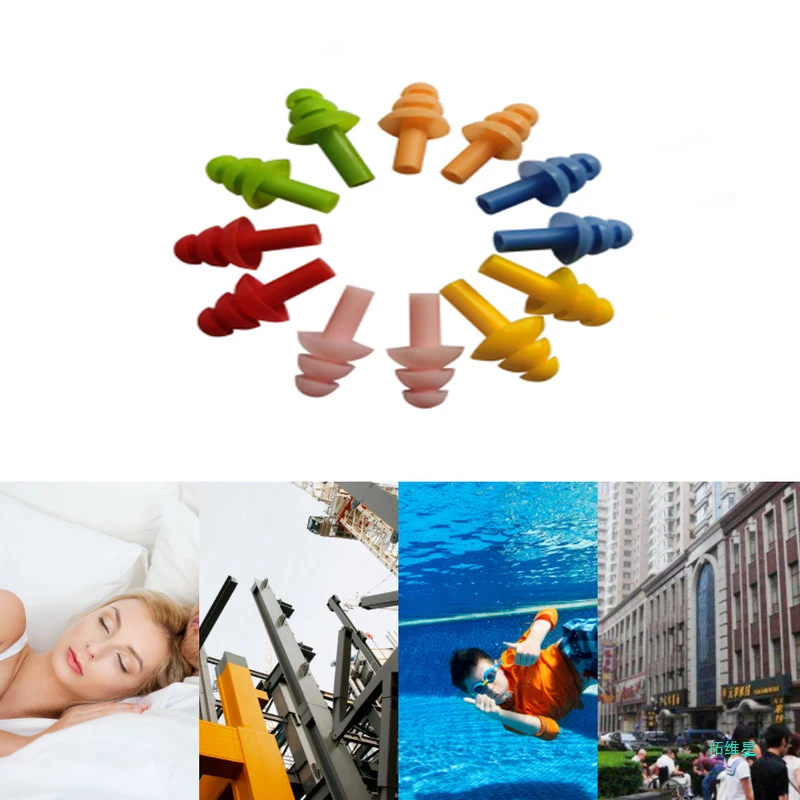 5 Pairs Triple Boxed Pure Silicone Soundproof Earplugs Swimming Waterproof Earplugs Christmas Tree Shape Strong Soundproofing