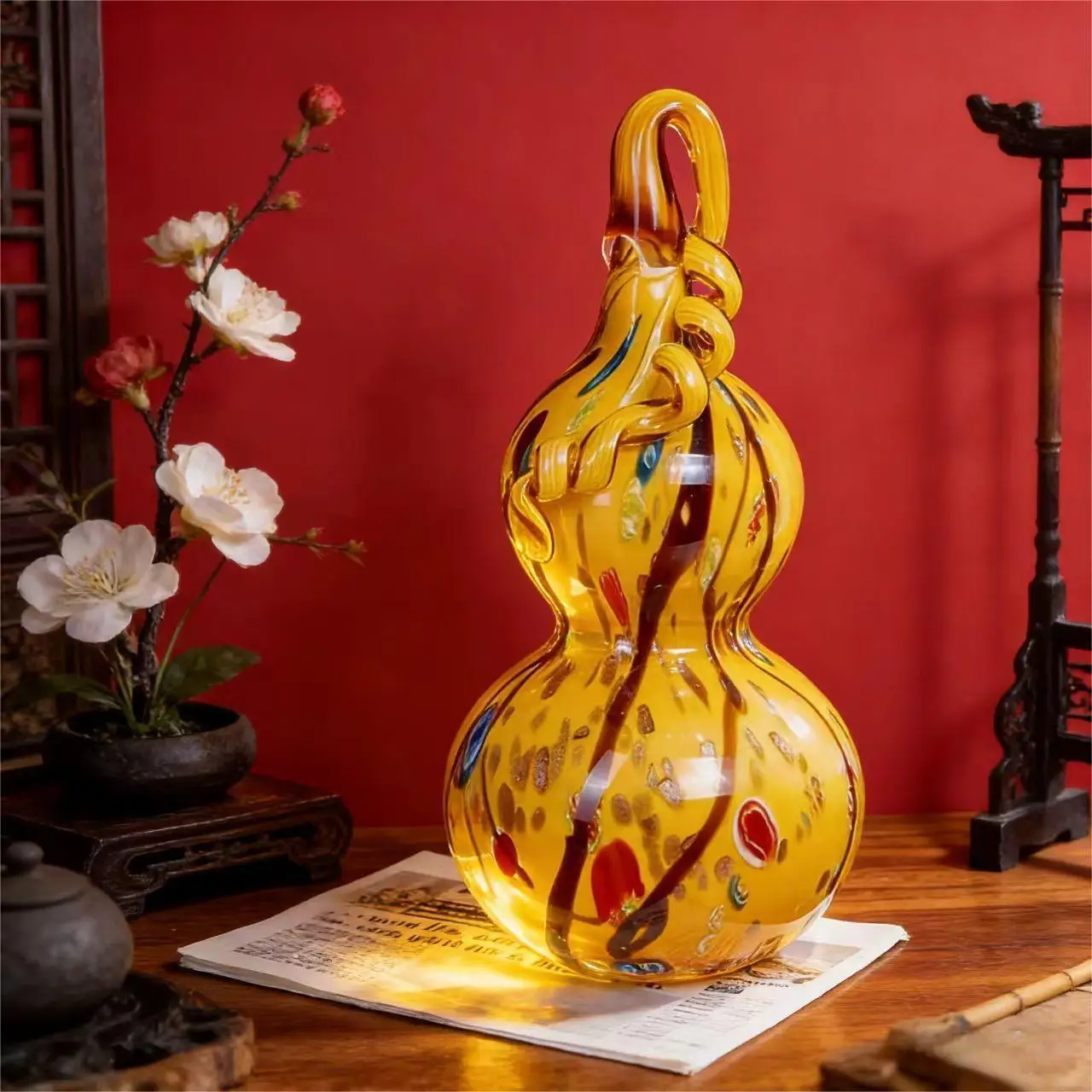 HYS glazed gourd ornament send lucky gourd auspicious feng shui ornament home ornament creative glazed gourd