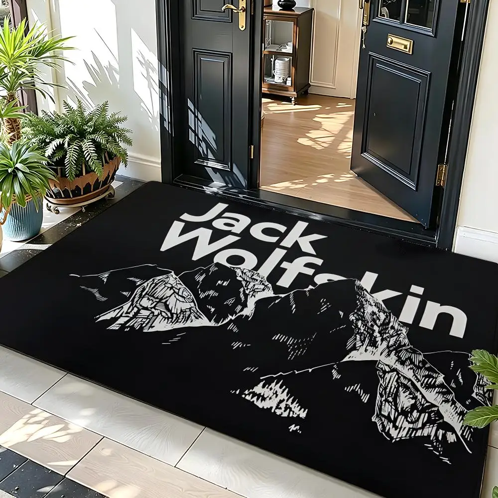 Outdoor J-Jack W-Wolfskin Floor Mat Soft Flannel Entrance Door Mat Non Slip Absorbent Bathroom Bedroom Floor Rug