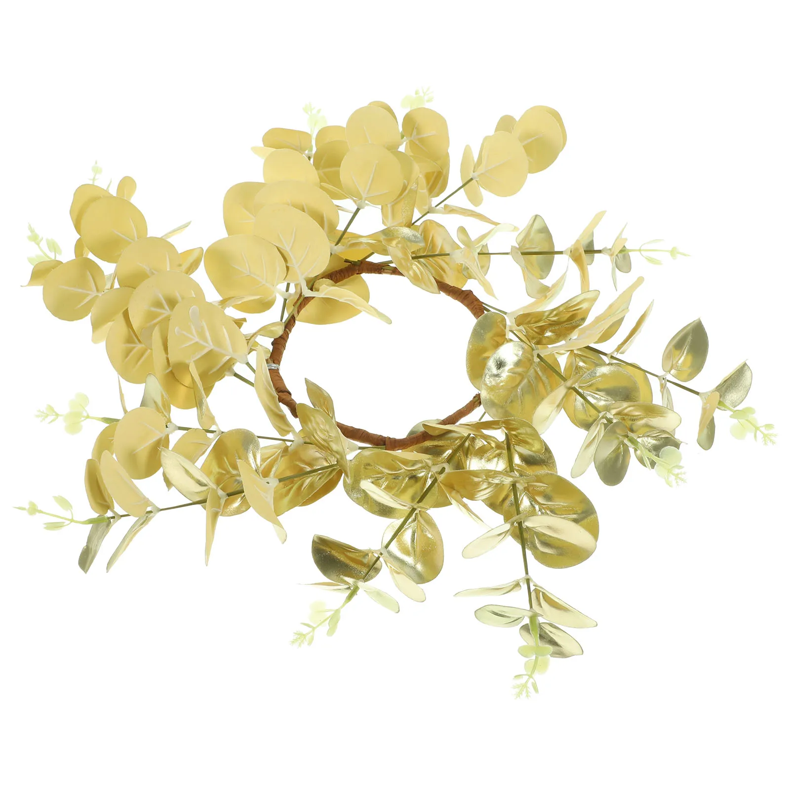 

Golden Money Leaf C Rings 30CM Paper Wreath Christmas Decor Pillar C Table Ring Eucalyptus Mini Wreaths Holiday Valentine