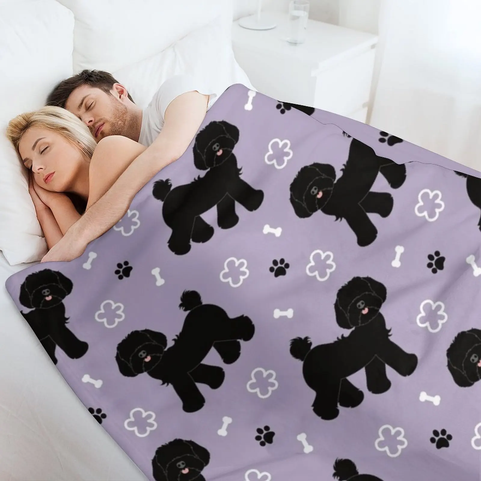 Cute Black Maltipoo Moodle Dog Throw Blanket Bed Fashionable Decorative Sofas Plaid Stuffeds Blankets #4