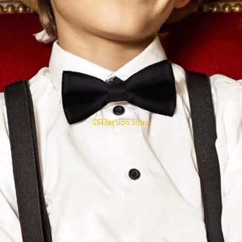 Y5GC Adjustable Children Bowtie Wrinkle Resistant Kids Necktie For School Event Gathering Double Layer Neckband for Daily Use
