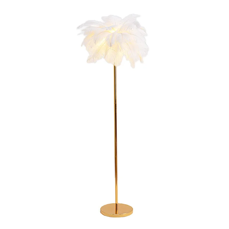 Feather floor lamp high-end living room ins bedside lamp sofa background live broadcast decoration feather lamp