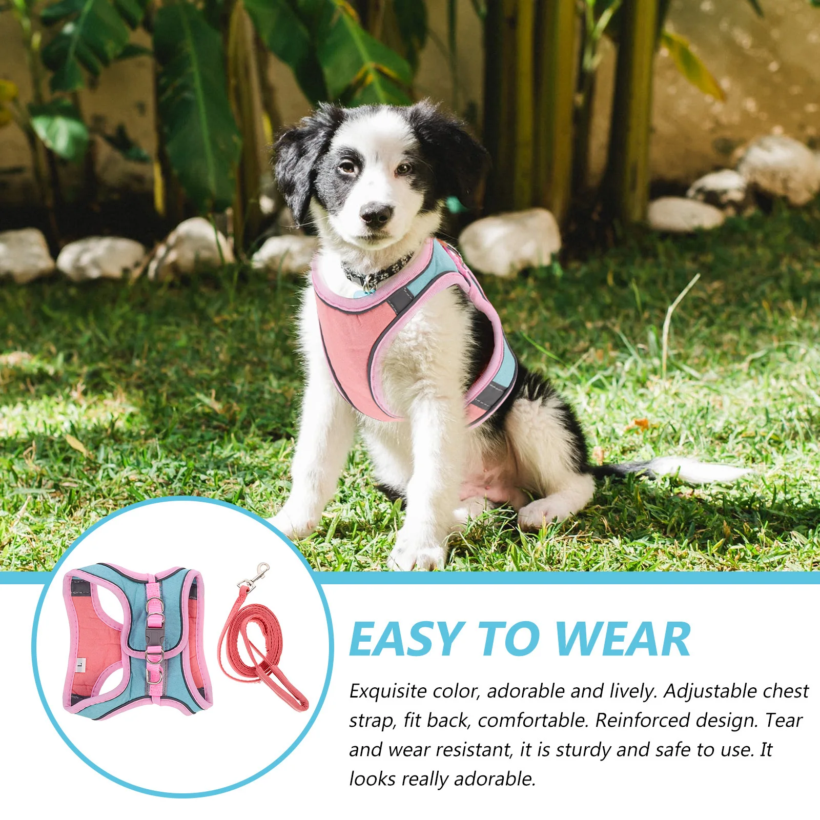 

1Set Pet Vest Type Cat Harness Reflective Adjustable Chest Strap Outdoor Walking Rope Kitten Puppy Lovely Leash Safe