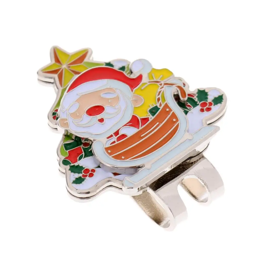 Quality Alloy Santa Claus Pattern Magnetic Hat Clip Golf Ball Marker Fit for Cap Visor Golfer Gift