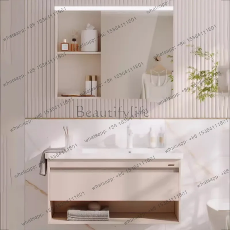 YJ Modern Wooden Bathroom Cabinet Big Waterproof Luxury Vanity Mirror Bathroom Cabinet Space Saver Mobiletto Bagno Furniture Hom