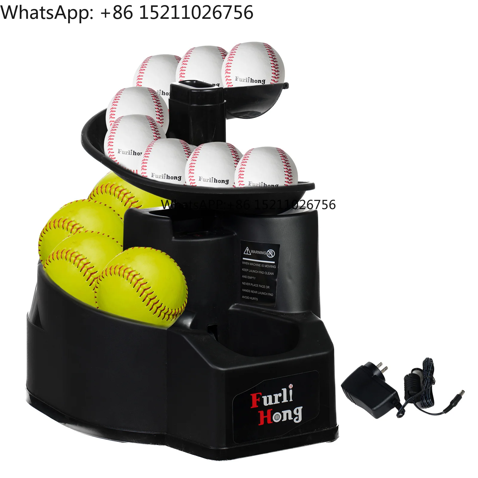 Furlihong 6902BHA Rechargeable Baseball/Softball Toss Machine with Extendable Ball Stacker, Height Adjustable