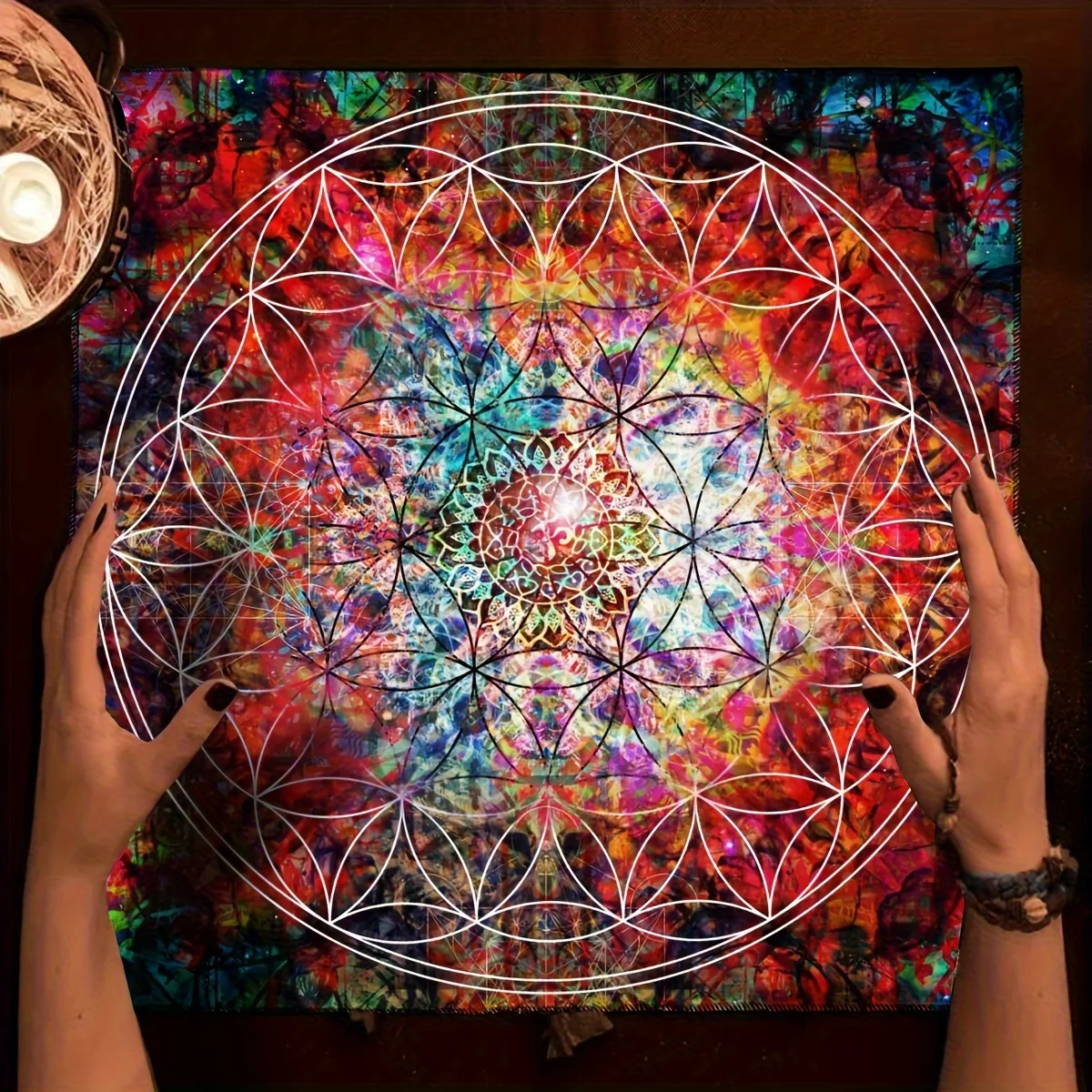VIKAMA Galaxy Mandala Tarot Altar Cloth Cosmic Witchcraft Divination Mat for Tarot Reading Spiritual Astrology Home Decor