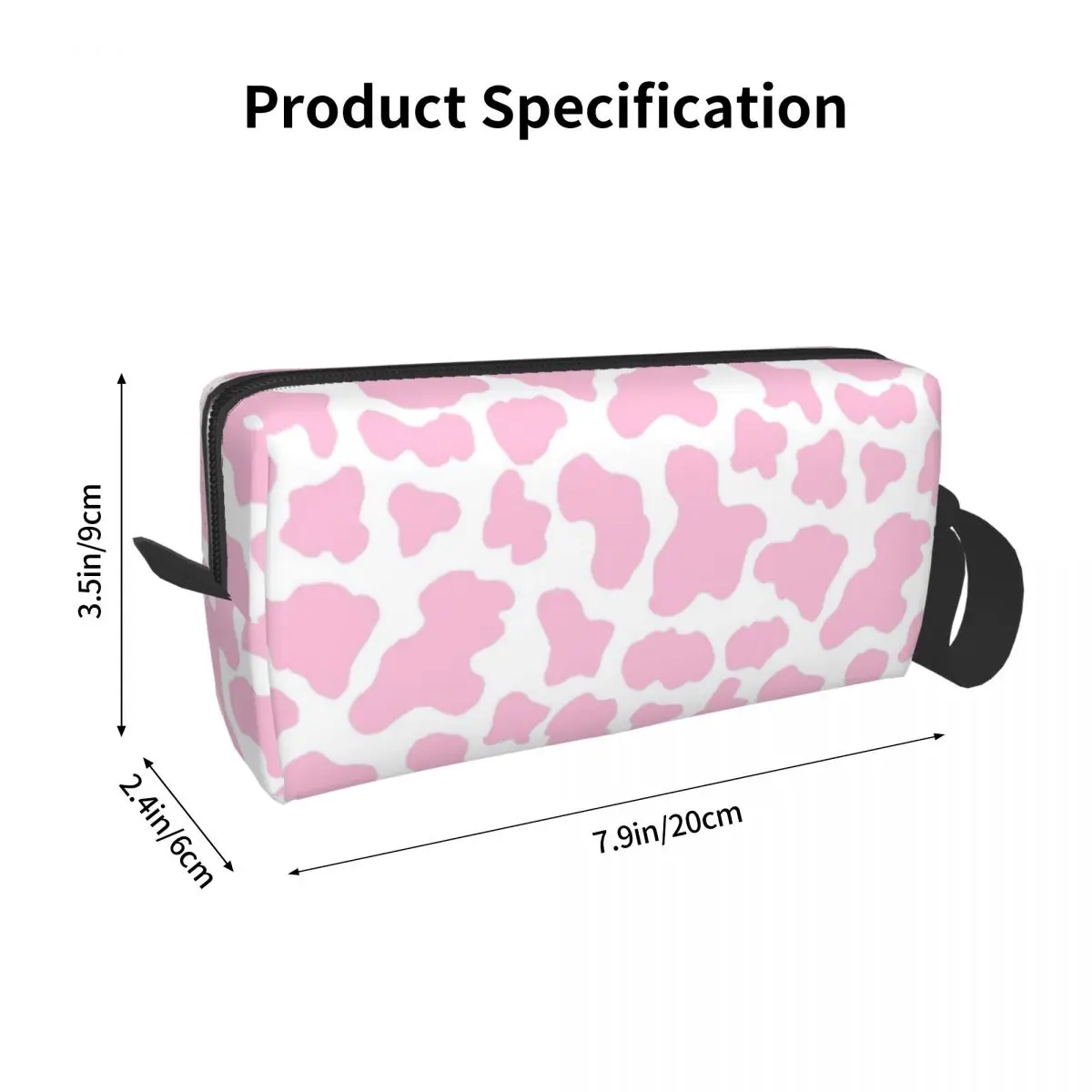 Pink Strawberry Cow Print Aesthetic Makeup Bag Cosmetic Storage Dopp Kit Toiletry Cosmetic Bag for Women Beauty Pencil Case