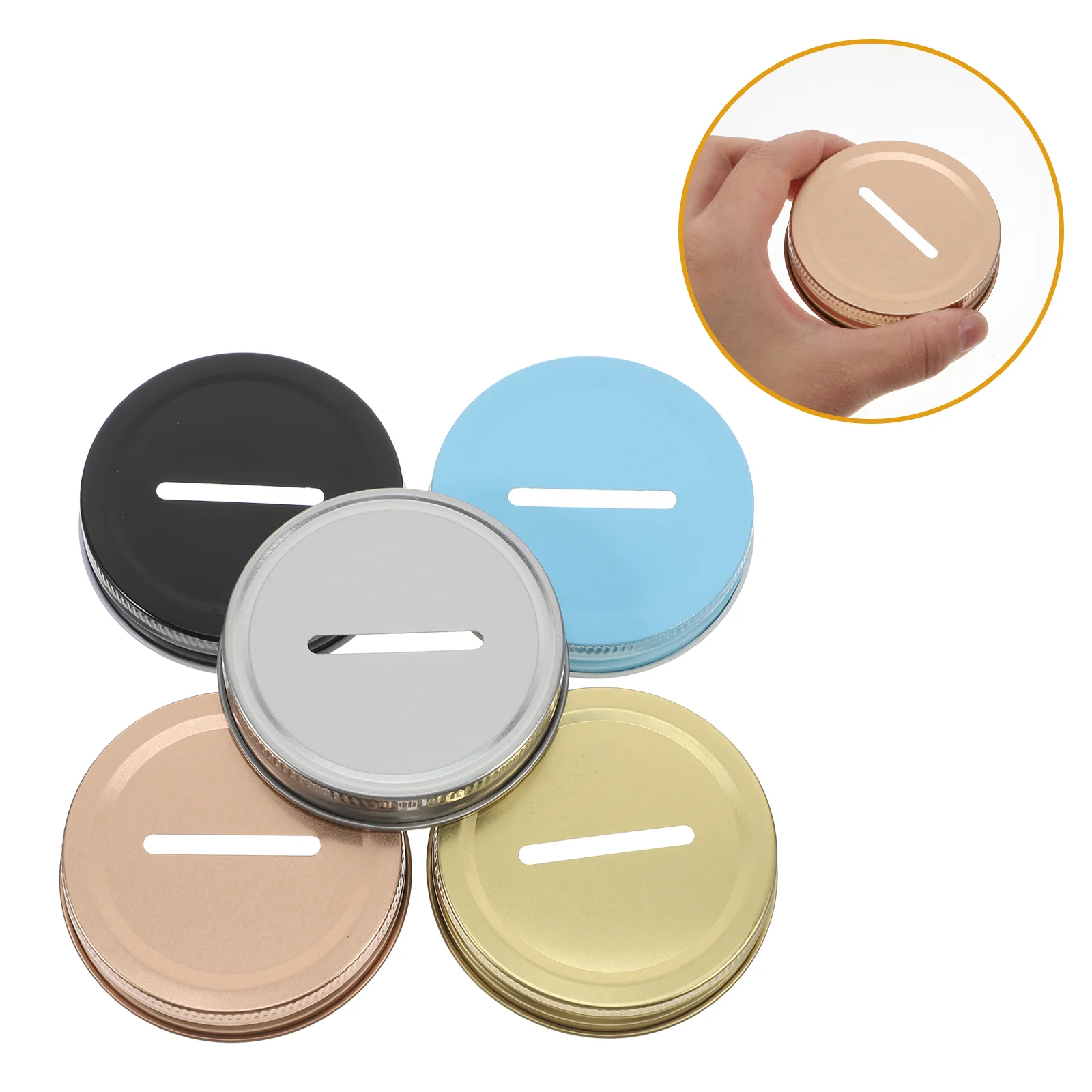 

20pcs 70mm Tinplate Mason Jar Lids Golden Silver Black Rose Sealing Covers Bills Buttons Storage Containers