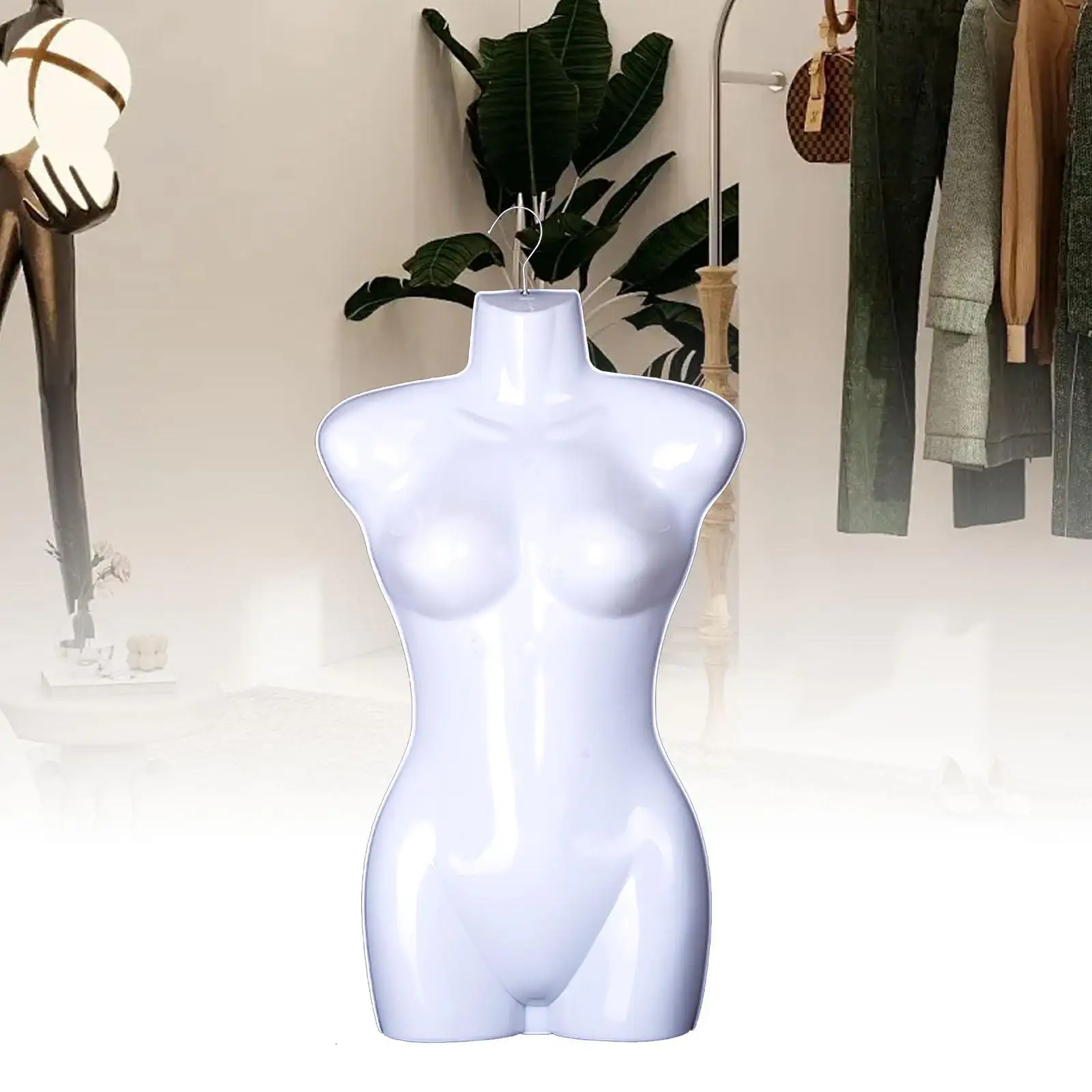 Female Mannequin Body, Female Dress Form Mannequin, White, Hanging Fashion Form Mannequin for Clothing Stores Tailor Shops