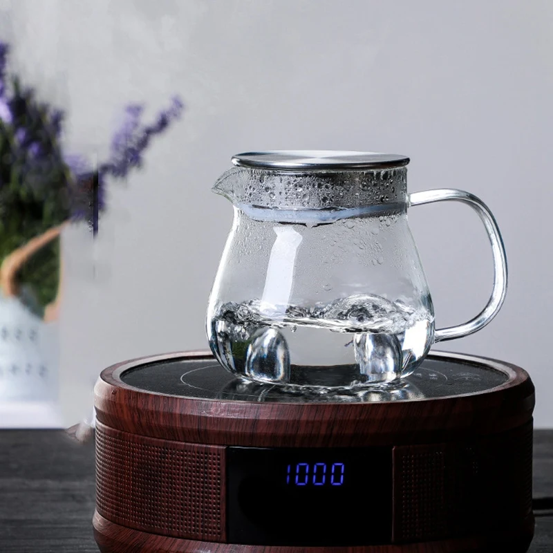 Термостойкий кофейник, кофейник для ручного заваривания, стальная крышка, прозрачный общий горшок, стеклянный кофейник с ручкой SQ