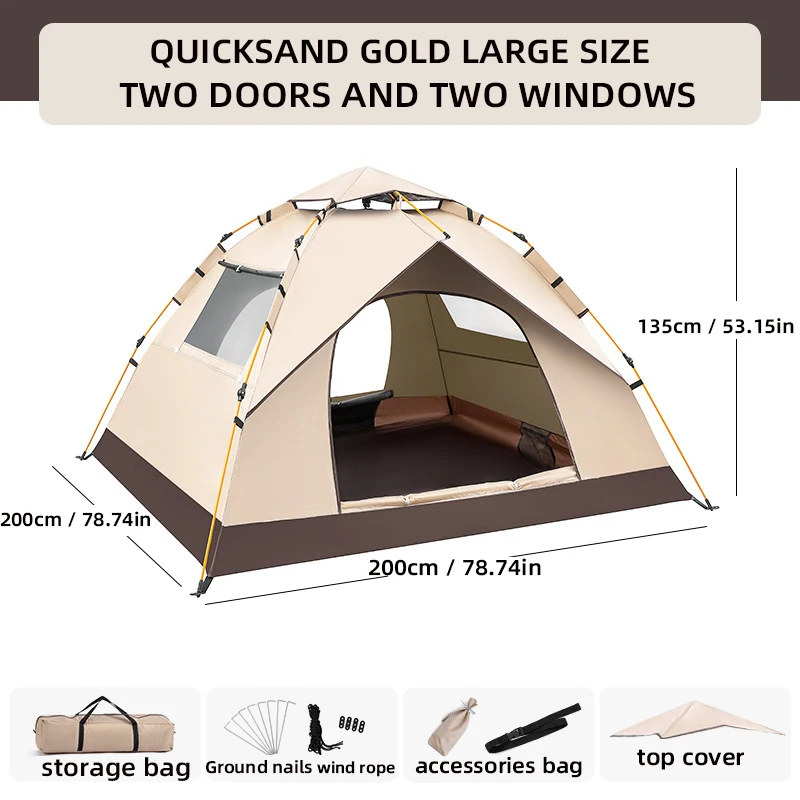 Outdoor shelter Sunshade Self-driving Travel Camping Tent Reactive outdoor Camping tent 4 person waterproof mountaineering