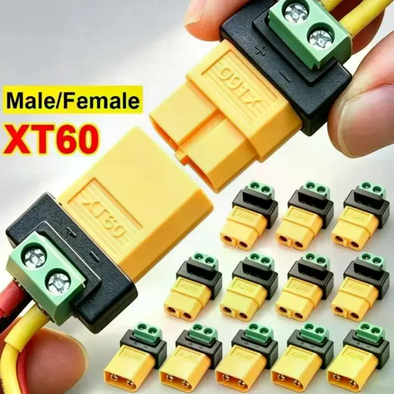 XT60 Male Female to 2Pin Terminal Adapter Wide Application for UAV Solar Panel RC Model Power Conversion Needs