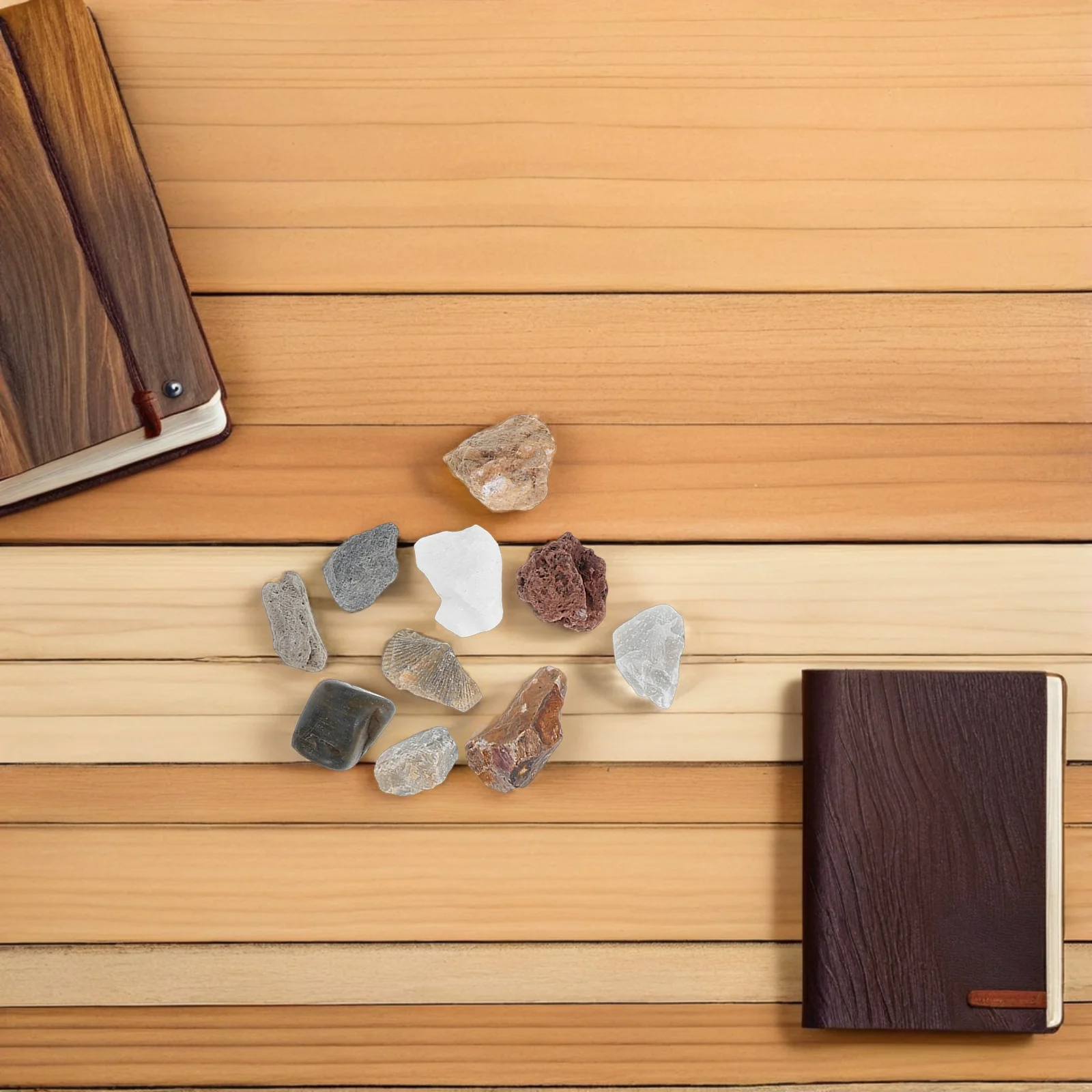 1 set 1 Set Rocks Minerals Specimens Kit Geology Classroom Collection Educational Teaching Tools Storage Box Limestone