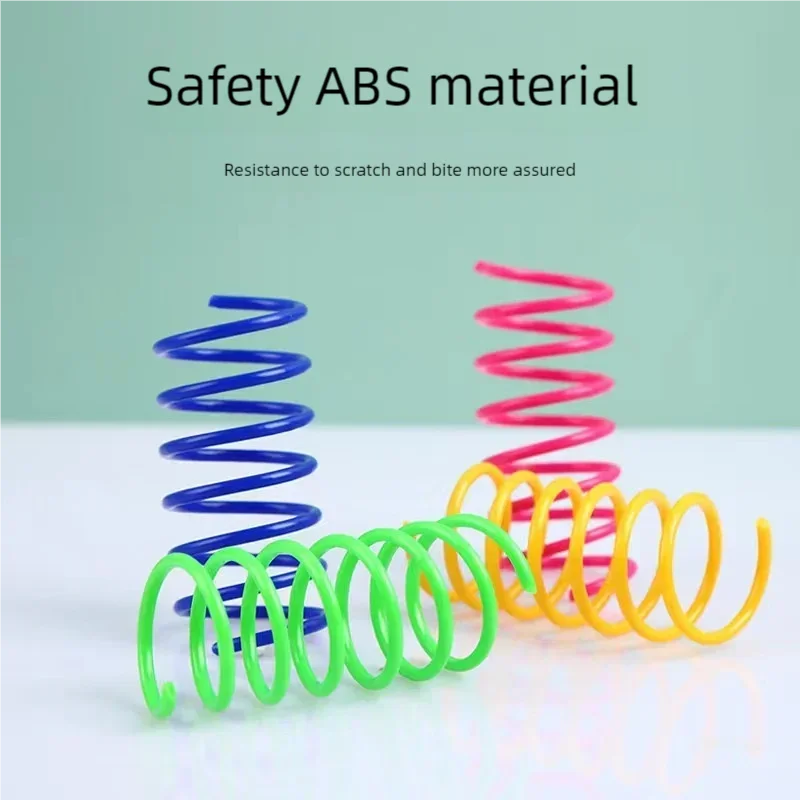 Colorful spiral spring cat toy featuring a highly elastic and durable coil is an interactive entertainment product for pets