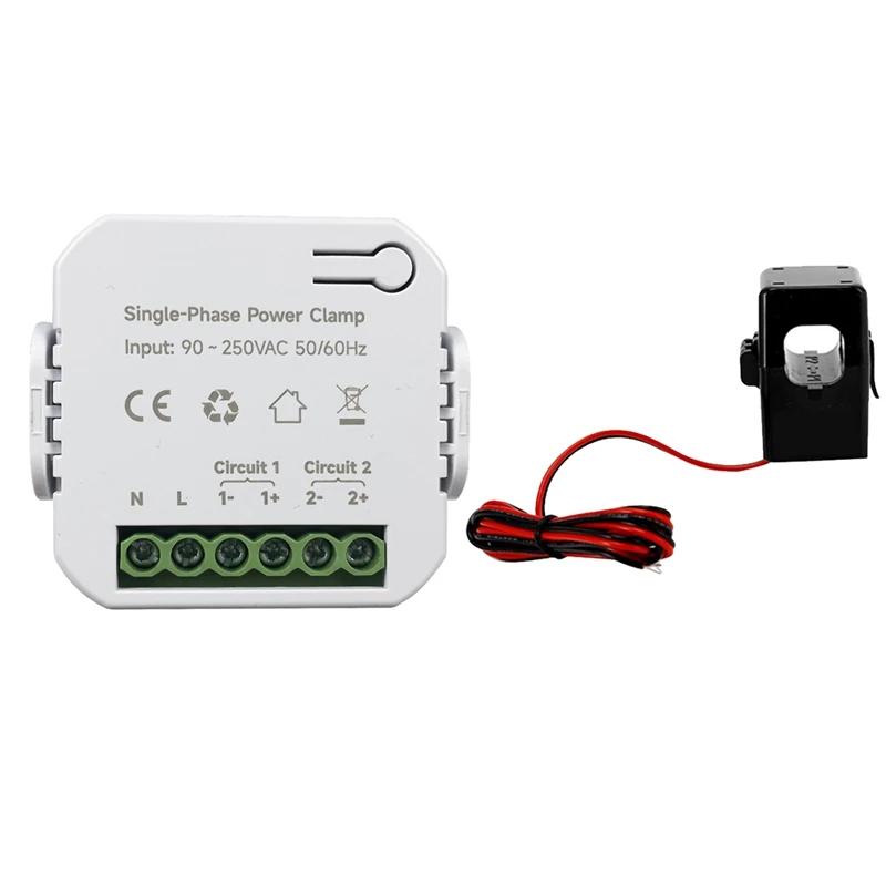 Tuya Smart Wifi Contatore di energia + Morsetto per trasformatore di corrente 90- 250 V Kwh Monitor di potenza Statistiche di elettricità-ABDQ