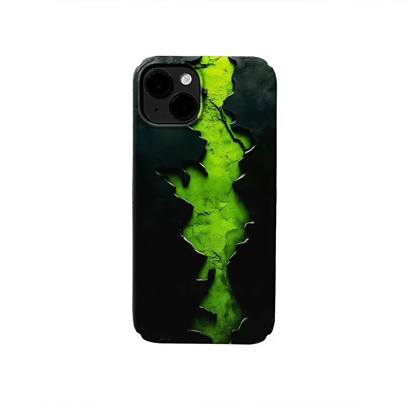 

Ins Korean Green Magma Fissure Phone Case for IPHONE 17 Air 16E 15 PROMAX 14 Plus 13 12 MINI 11PRO 16Plus XR Acrylic Phone Cover