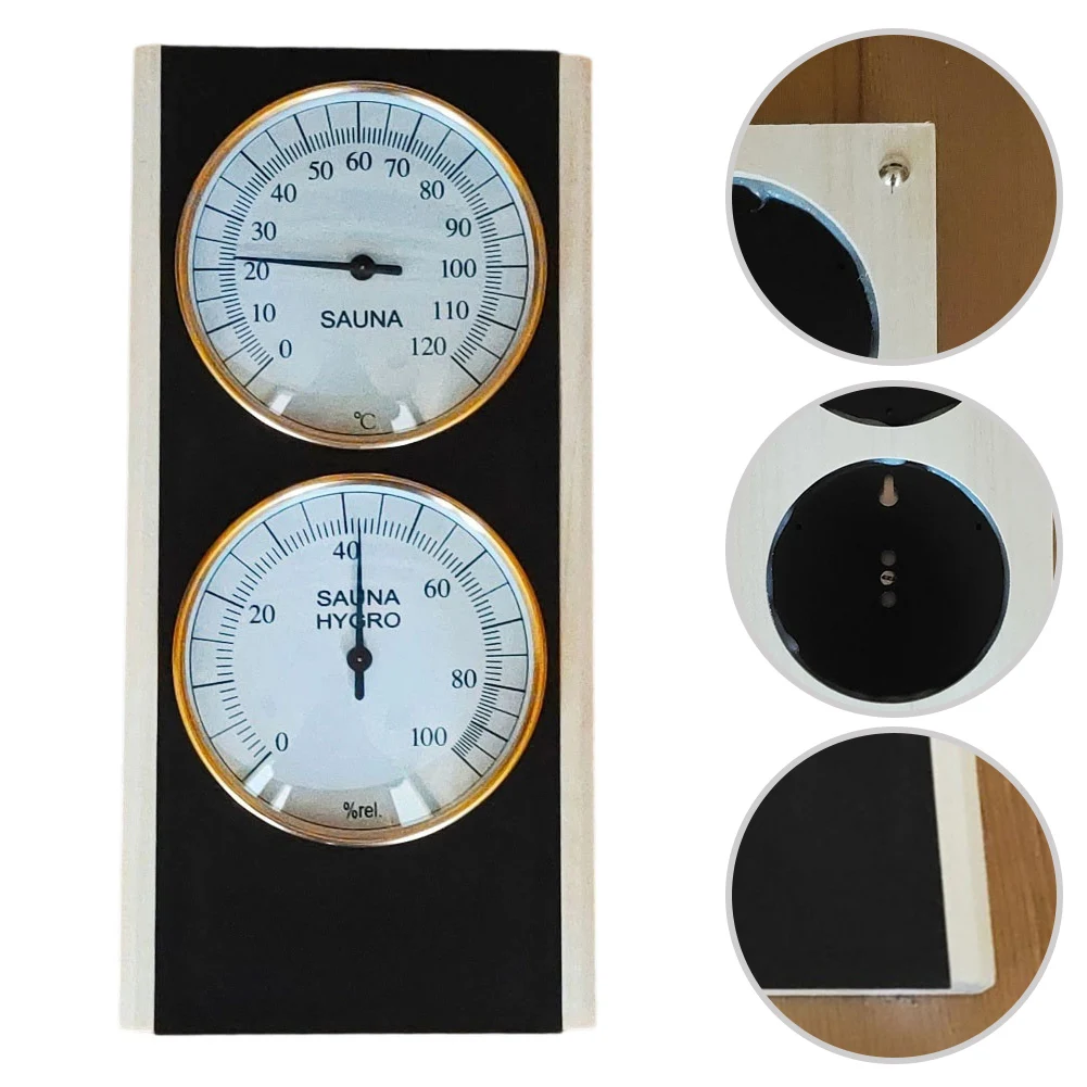 

Thermometer-Hygrometer For Sauna Premium 10.4-Inch Wooden Sauna Thermometer-Hygrometer: Easy-Read Analog Display Temperature