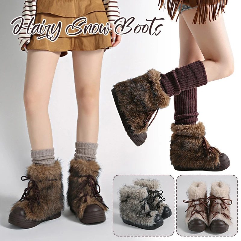 

Модные женские зимние сапоги в стиле ретро в стиле ретро, зима 2025, теплые зимние ботинки с толстой подошвой, модная хлопковая обувь на плоской подошве