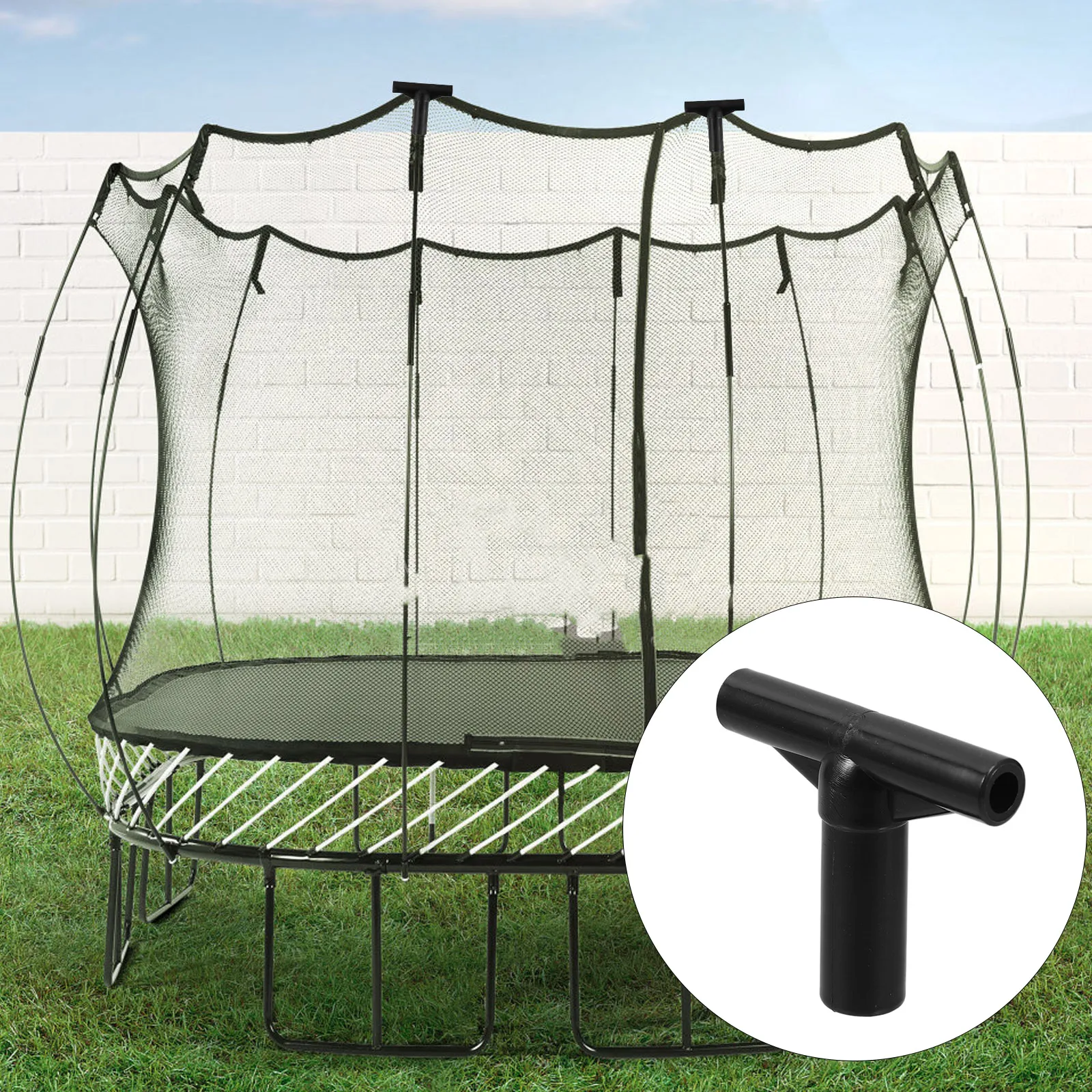 

T-Shaped Trampoline Tube Connector Enclosure Pole Protection Cover Durable Replacement Sleeve for Fiberglass Rods Easy