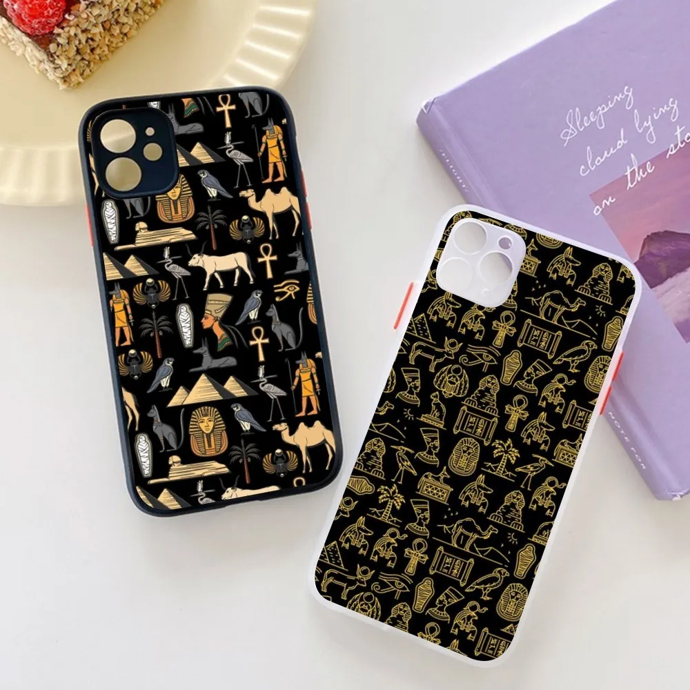 Egypt Nefertiti Anubis Ankh  Phone Case for iPhone 14 11 12 13 Mini Pro Max 8 7 Plus X XR XS MAX Translucent Matte Cover